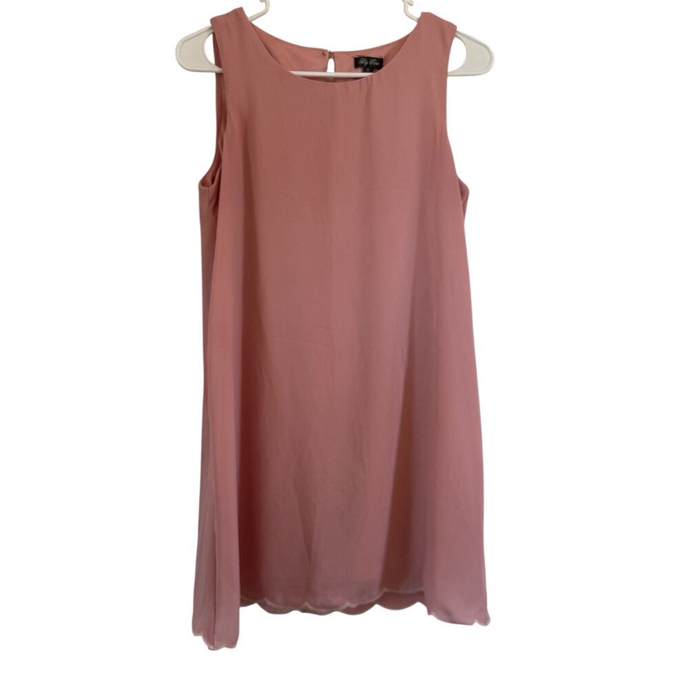 Lily Rose Pink Scalloped Sheath Sleeveless Mini Dress, Women’s Size Small Blush